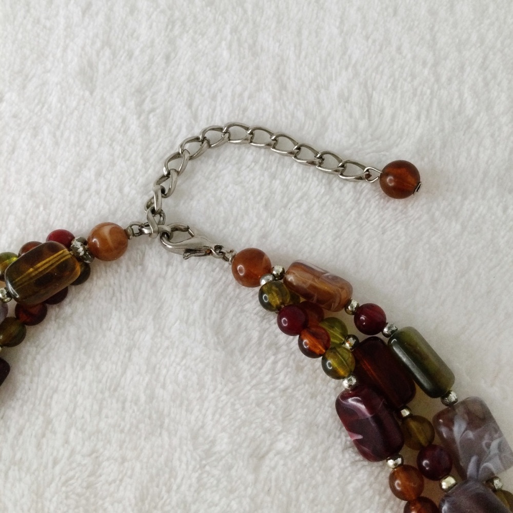 LAST CHANCE -RE-LISTING AT $48 TOMORROW Vtg Unakite Pendant Lucite Bead Necklace - Picture 7 of 16